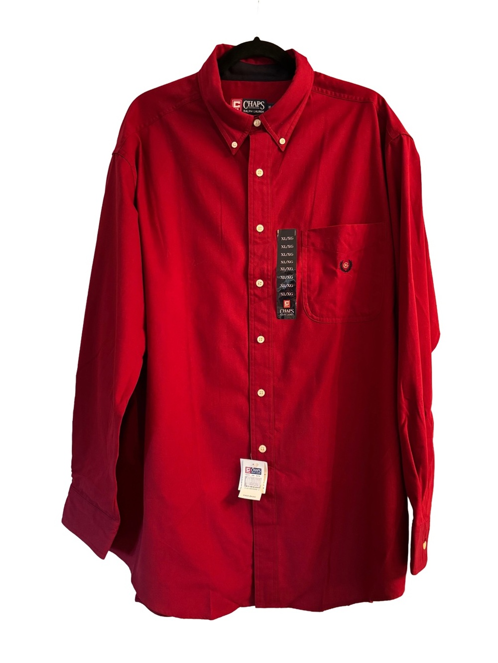 NWT Vintage Chaps Ralph Lauren Button Down Shirt XL Red Deadstock Y2K Fall 2003